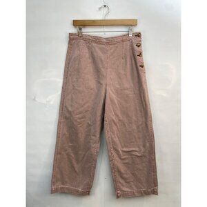 Free People Women's Clean Mod Utility Crop Pant Light Pink Mauve Striped Size 12